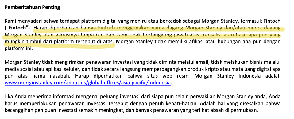 Morgan Stanley Important Notice